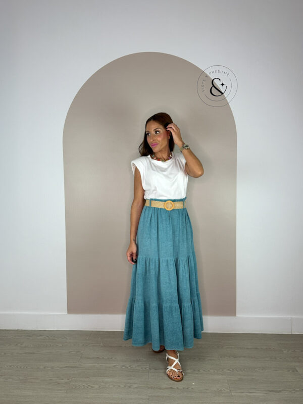 Falda Midi Turquesa