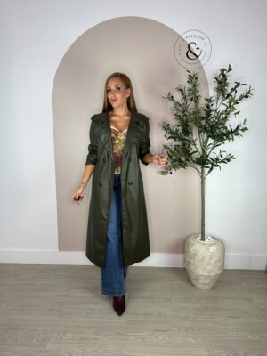 Gabardina polipiel verde oliva