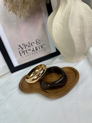 Pulseras marrón y dorada