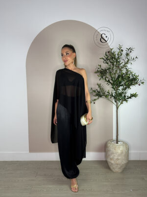 Pantalón bombacho satinado negro