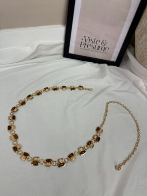 Cinturón cadena marron y beige