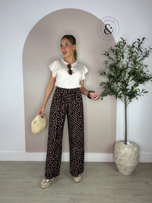 Pantalón fluido lunares marrón