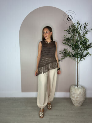 Top crochet flecos marrón