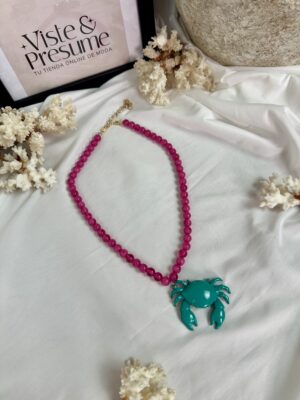 Collar cangrejo turquesa