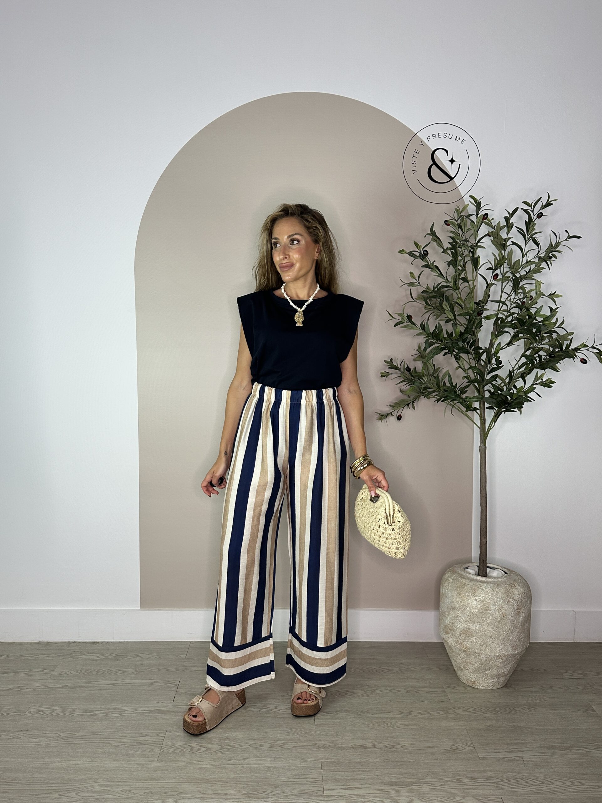 Pantalón rayas azul marino