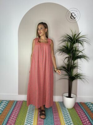 Vestido vichy coral