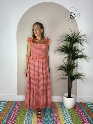 Vestido viral vichy coral