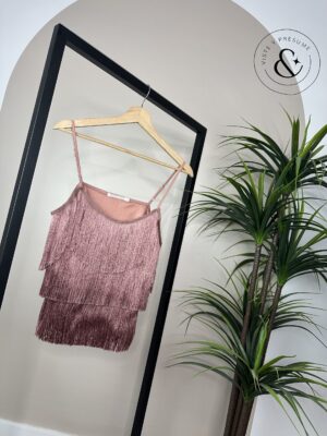 Top flecos rosa