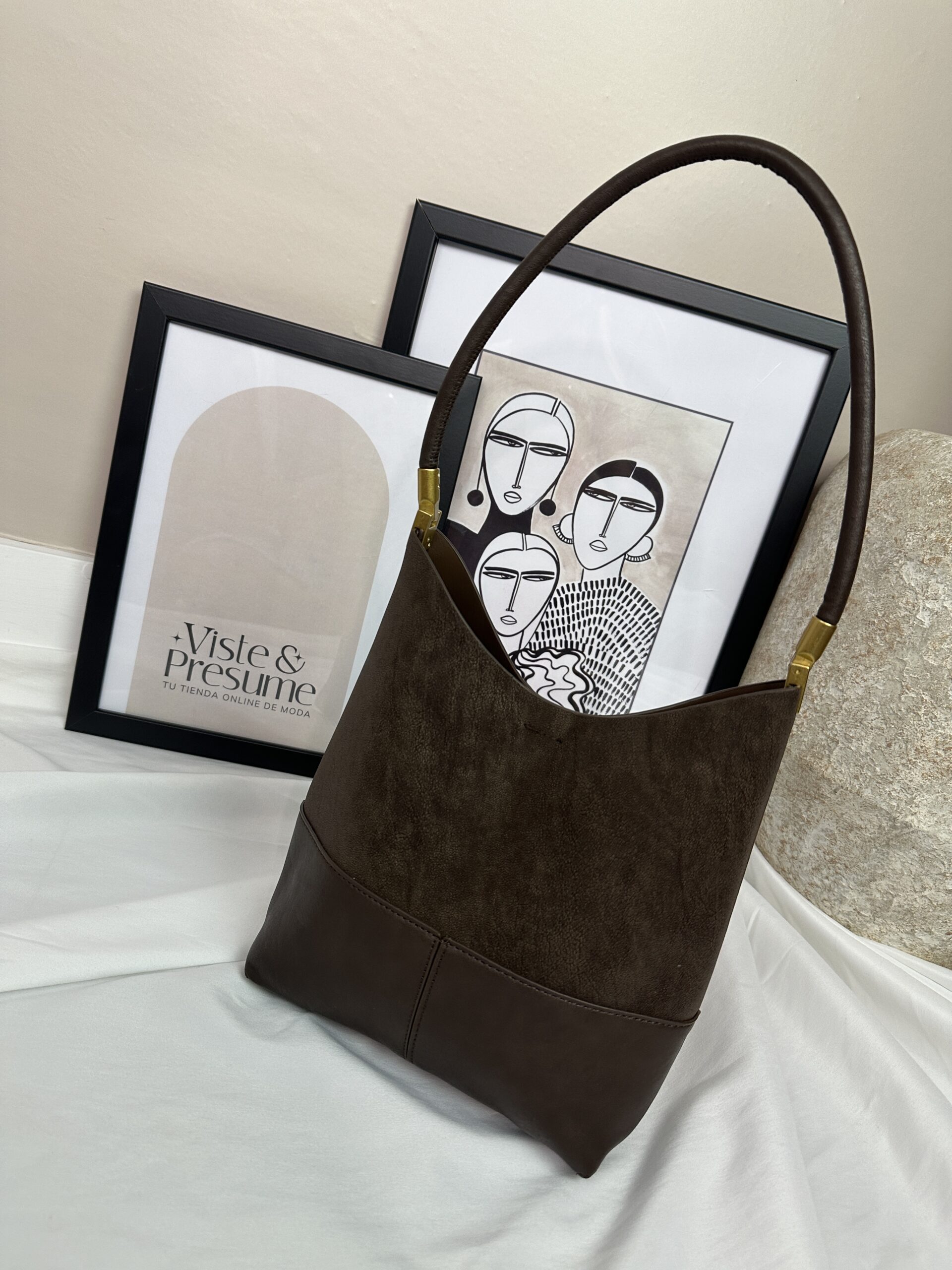 Bolso efecto piel marron