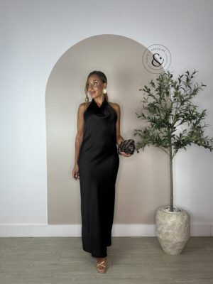 Vestido saten marron