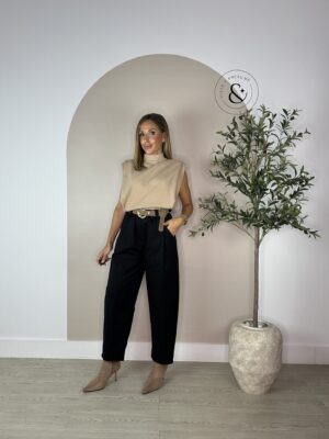 Pantalon balloon sutil negro
